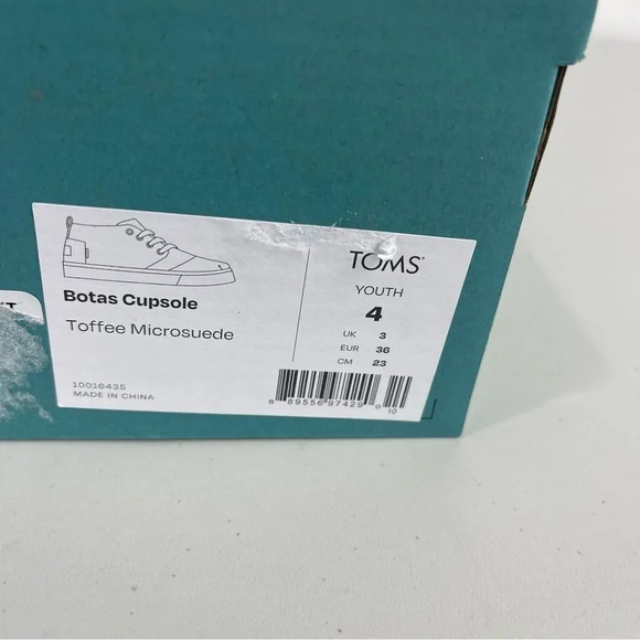 NEW TOMS Botas Cupsole Toffee Microsuede Sneakers Size 4 Youth Boys - Picture 2 of 9